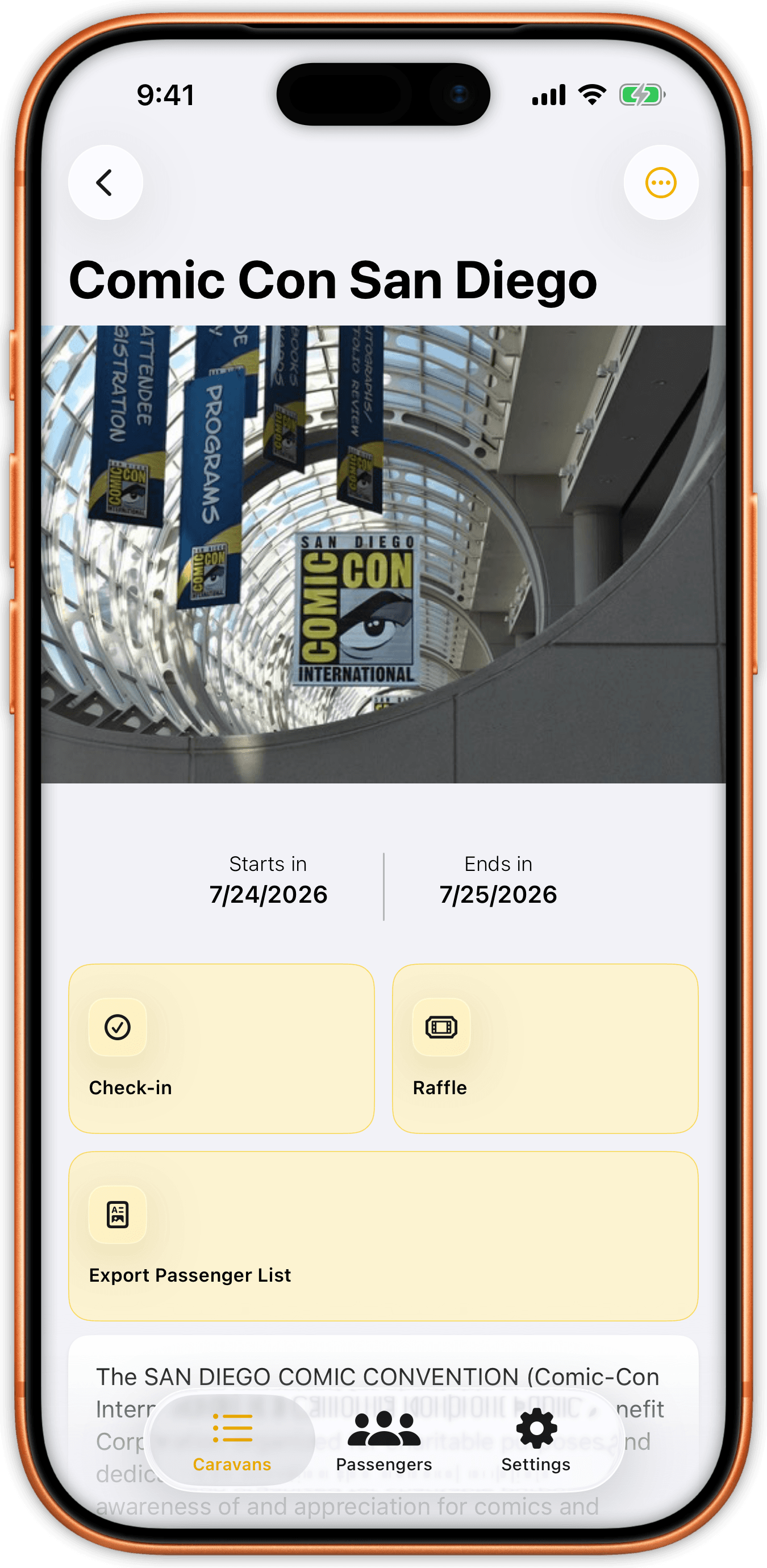 Tela do aplicativo Ctrlavana mostrando o detalhe da caravana.